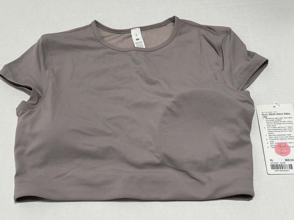 Lululemon Nulu Mesh-Back Baby Tee Size XL Mud Grey